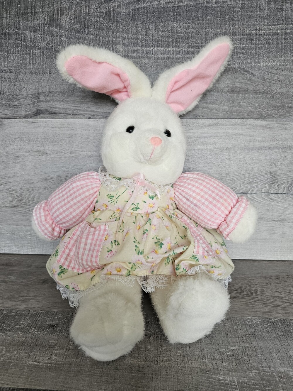 RARE 13" Russ Girl Rabbit Vintage Hippity Plush Stuffed Bunny Floral 5820 WORKS
